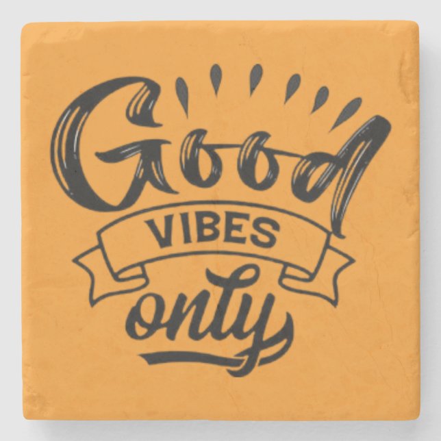 Nur gute Vibes Pinsel-Typografie Steinuntersetzer (Vorderseite)