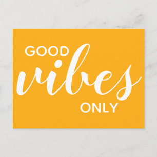Nur gute Vibes Positivität Affirmation Gelb Postkarte