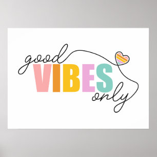 Nur Gute Vibes Regenbogen Herz Poster