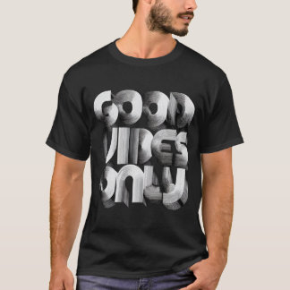 Nur gute Vibes – Retro-3D-Linientypografie T-Shirt