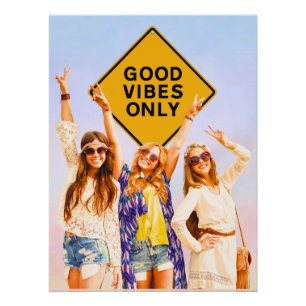 Nur Gute Vibes Retro-Hippie-Plakat Poster