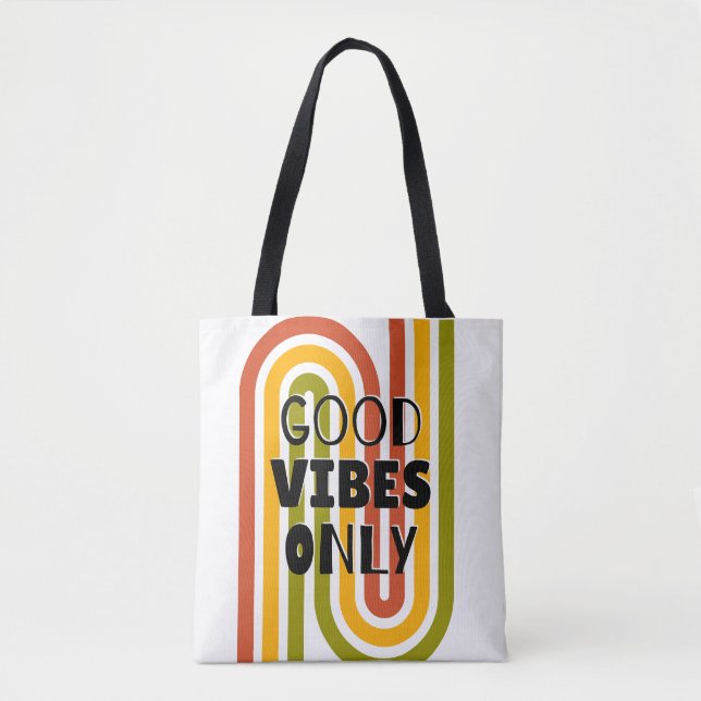'Nur gute Vibes' Retro-Regenbogen  (Vorderseite)