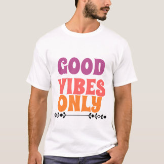 Nur Gute Vibes Retro Rosa Lila Orange Positiv T-Shirt