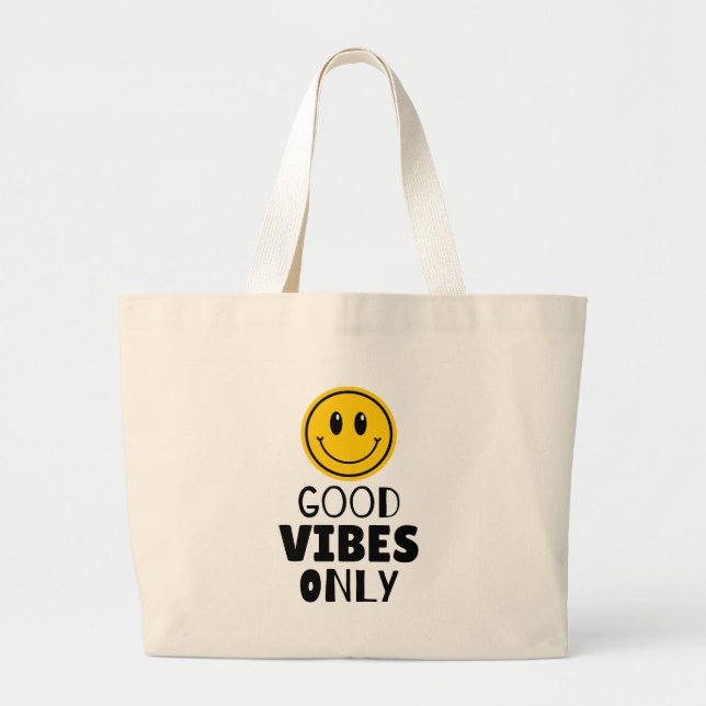 'Nur gute Vibes' Retro Smiley Gesicht  Jumbo Stoffbeutel (Vorne)