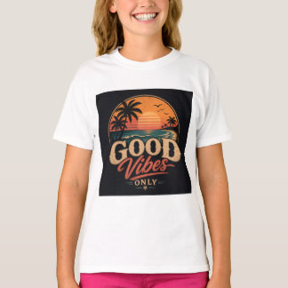 Nur gute Vibes Retro-Sonnenuntergangs-Design T-Shirt