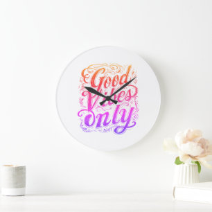 Nur Gute Vibes Schrift Badge Große Wanduhr