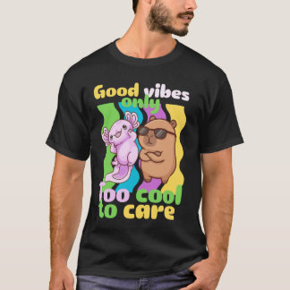 Nur gute Vibes Süßer Axolotl und Capybara Cool T-Shirt
