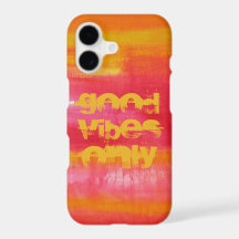 "Nur gute Vibes" Zitat Pink Rot Gelb Abstract