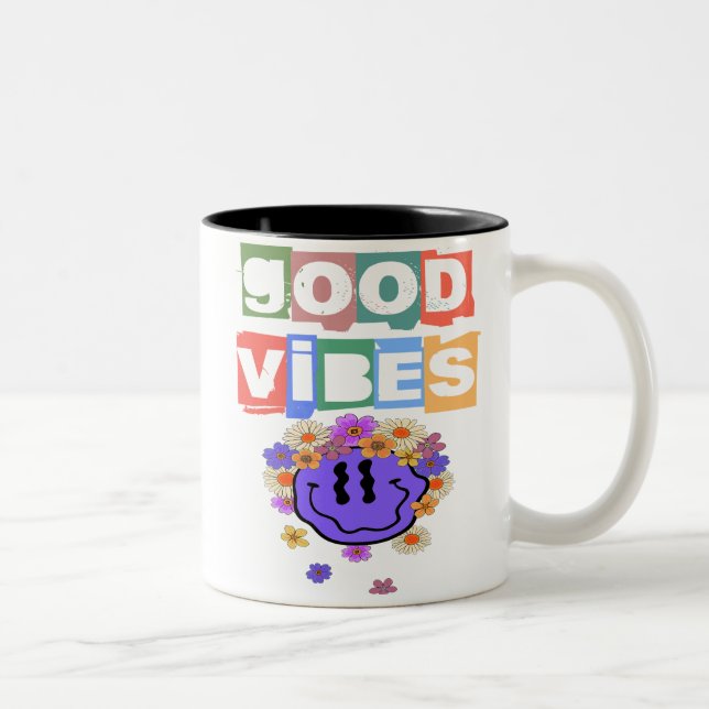 Nur gute Vibes Zweifarbige Tasse (Rechts)