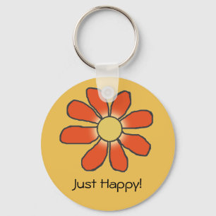 Nur Happy red Blume auf einer beliebigen Farbe Schlüsselanhänger