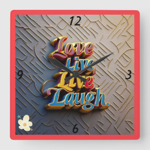 Nur "Happy Vibes" Quadratische Wanduhr