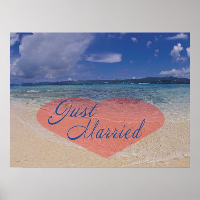 Nur heiraten Herz am Strand Poster (Vorne)