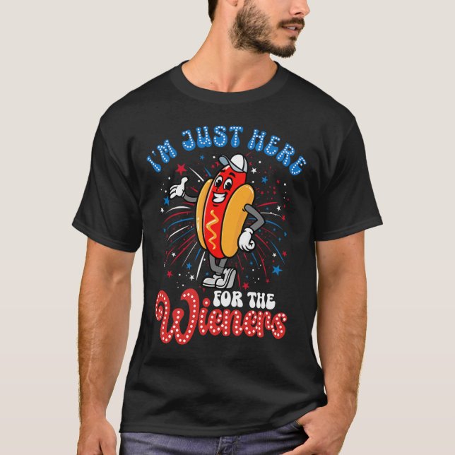 Nur hier für die Dackeln Firework Hot Dog 4. T-Shirt (Vorderseite)