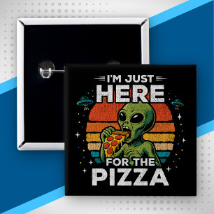 Nur hier für die Retro-Weltraum-Pizza lustiger Ali Button