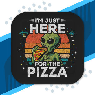 Nur hier für die Retro-Weltraum-Pizza lustiger Ali Pappteller