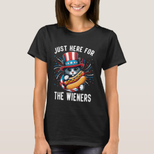 Nur Hier Für Die Wiener Katze HotDog 4. Juli T-Shirt