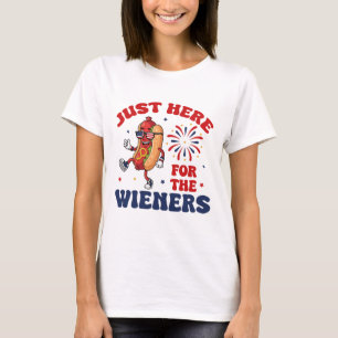 Nur Hier Für Die Würstchen, Retro Hot Dog BBQ T-Shirt