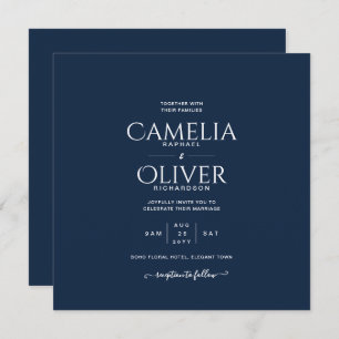 Nur Hochzeitsstift für modernen, blauen, einfarbig Einladung