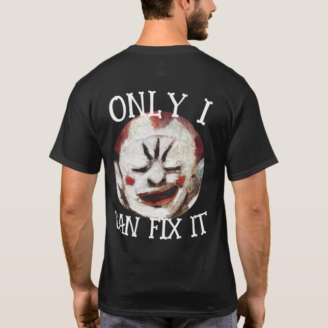 Nur ich kann es Orange Clown Pocket Design reparie T-Shirt (Rückseite)