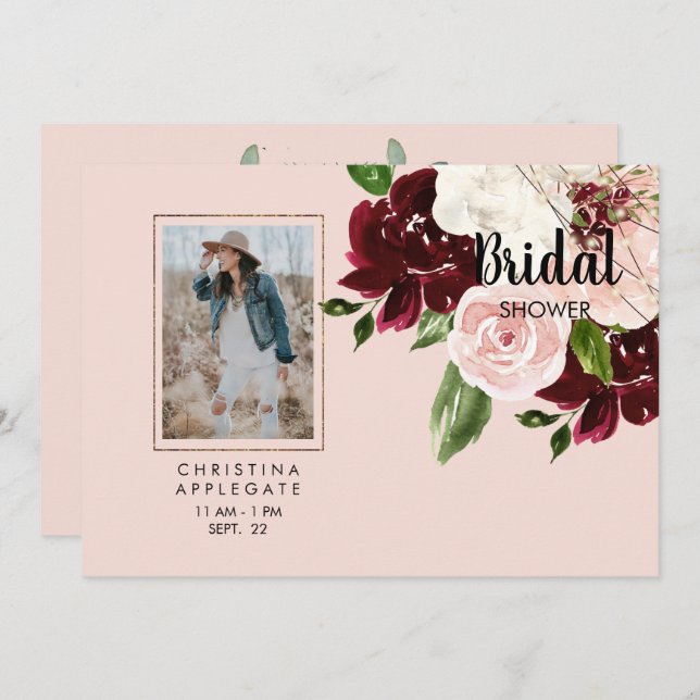 Nur ihr blütendes Foto-Brautparty Einladung (Vorne/Hinten)