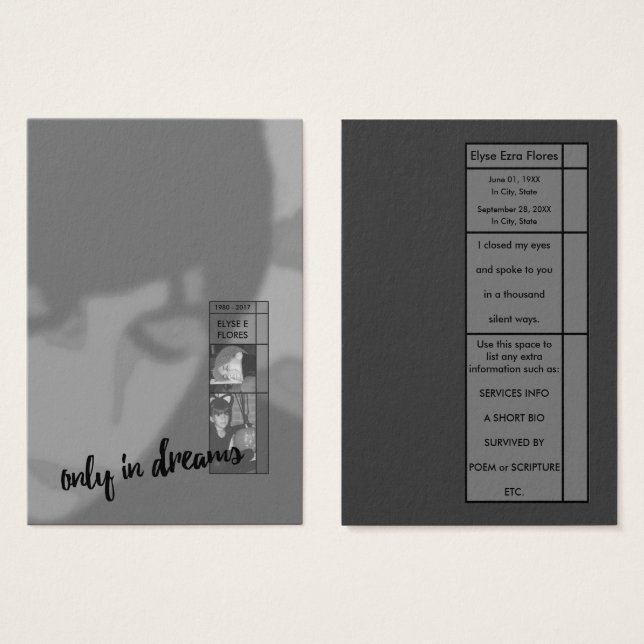 Nur in Träumen Beerdigung Einladungen (Vorne & Hinten)