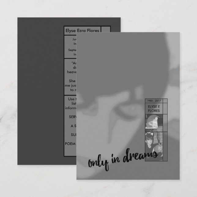 Nur in Träumen Beerdigung Einladungen (Vorne/Hinten)