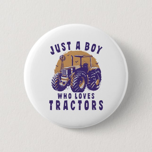 Nur Junge, der Lieben Traktoren Farm Trucks Button (Vorderseite)