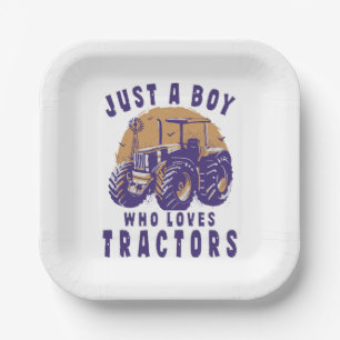 Nur Junge, der Lieben Traktoren Farm Trucks Pappteller