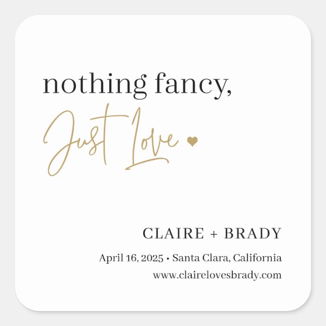 Nur Liebe EDITABLE FARBEN Hochzeitskleber Quadratischer Aufkleber (Vorderseite)