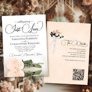 Nur Liebe Elegant Peach Rose QR Code Hochzeit Einladung
