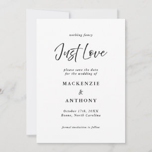 Nur Liebe Handgeschriebenes Skript Schwarz & Weiß Save The Date