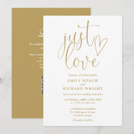 Nur Liebe Moderne QR Code Chic Gold Hochzeit Einladung