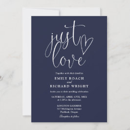 Nur Liebe Moderne QR Code Navy Blue Wedding Einladung