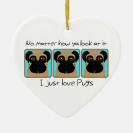 Nur Liebe Möpsen Zitat und lustige Möpsen schauen Keramik Ornament
