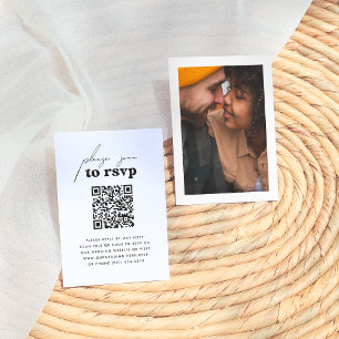 Nur Liebe Retro Groovy Foto QR Code Wedding RSVP Begleitkarte