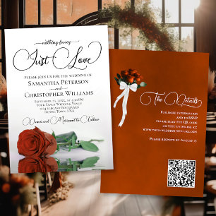 Nur Liebe Rost Orange Rose QR Code Hochzeit Einladung