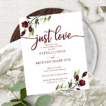 Nur Liebe Rote Blume Budget Hochzeitseinladungen<br><div class="desc">Chic Kalligraphie,  lässige Rot-Blumen-Einladungen für Hochzeiten. Einfach mit Ihren Daten personalisieren.</div>