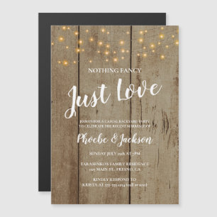 Nur Liebe rustikale Lichter Hochzeit Elopement Magneteinladung