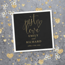 Nur Liebe Skript Elegante Schwarz und Gold Hochzei