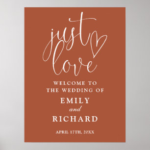 Nur Liebe Terracotta Wedding Willkommenszeichen Poster