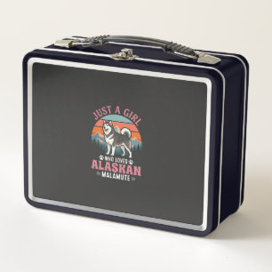 Nur Mädchen Alaskan Malamute Hund Retro Sonnenunte Metall Brotdose