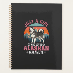 Nur Mädchen Alaskan Malamute Hund Retro Sonnenunte Planer