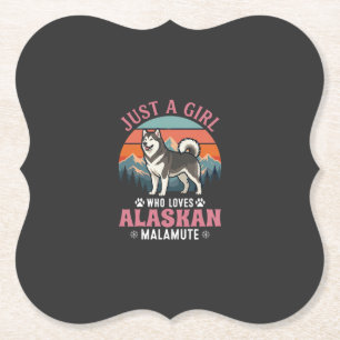 Nur Mädchen Alaskan Malamute Hund Retro Sonnenunte Untersetzer