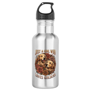 Nur Mädchen das Golden Retriever Hund Rosen liebt_ Edelstahlflasche