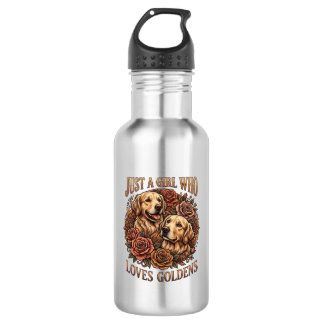 Nur Mädchen das Golden Retriever Hund Rosen liebt_ Edelstahlflasche