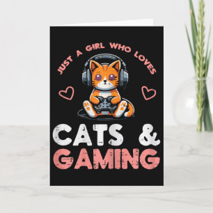 Nur Mädchen, das Katzen Liebt Gaming Gamer Mädchen Karte