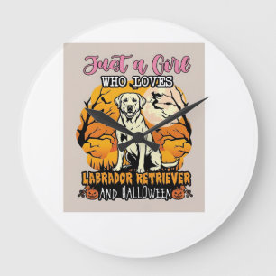 Nur Mädchen, das Labrador Retriever Halloween W li Große Wanduhr
