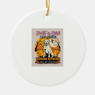 Nur Mädchen, das Labrador Retriever Halloween W li Keramik Ornament