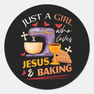 Nur Mädchen, die Jesus Liebe und backen Christlich Runder Aufkleber
