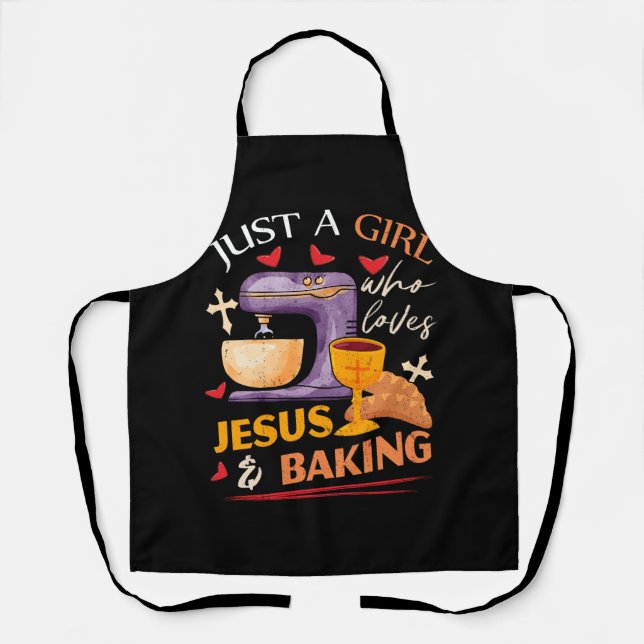 Nur Mädchen, die Jesus Liebe und backen Christlich Schürze (Vorderseite)